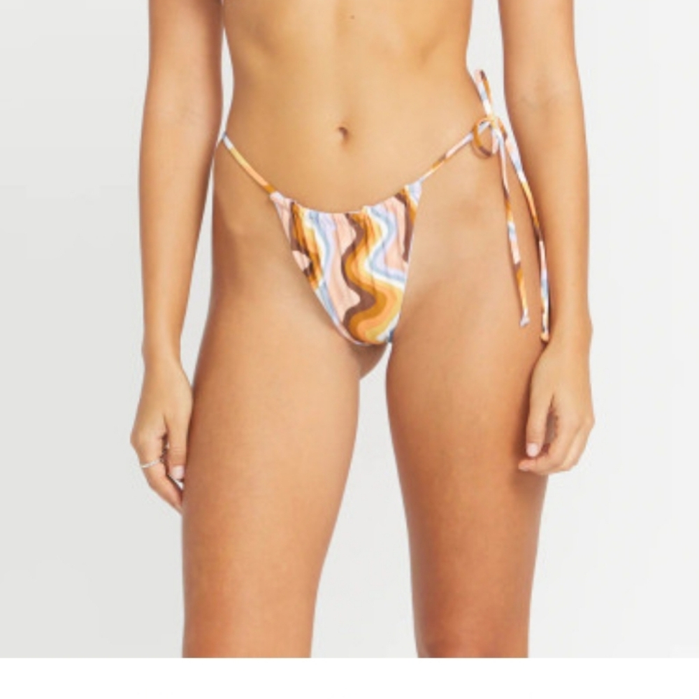 VOLCOM RIDE THE WAVE TINY string bikini side tie BOTTOM size medium brand new